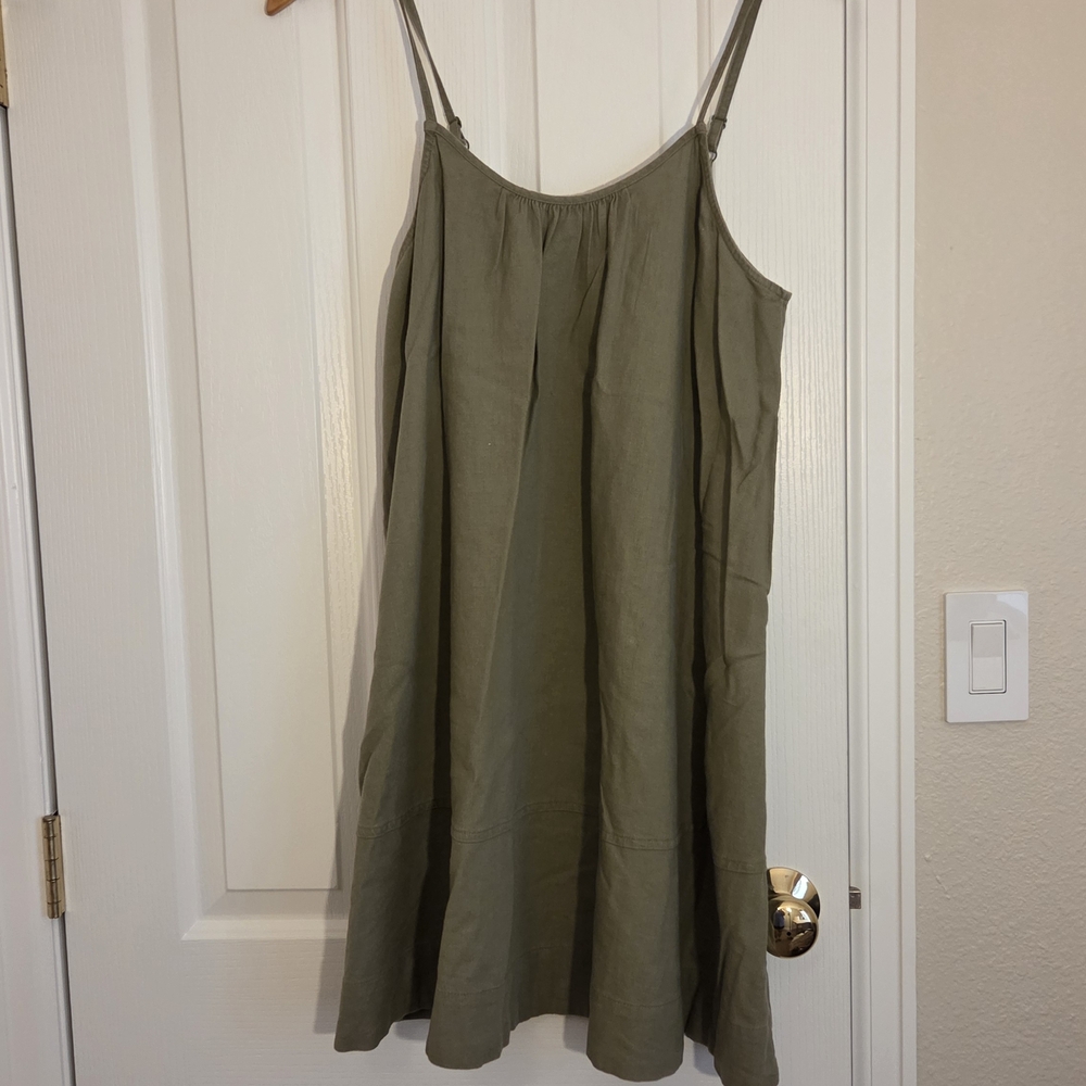Olive Green Spaghetti Strap Sundress - Unbranded